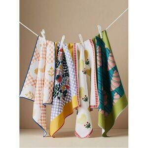 Anthropologie Napkins Set Fabric Cloth Annie 4 Different Prints Breakfast Hearts